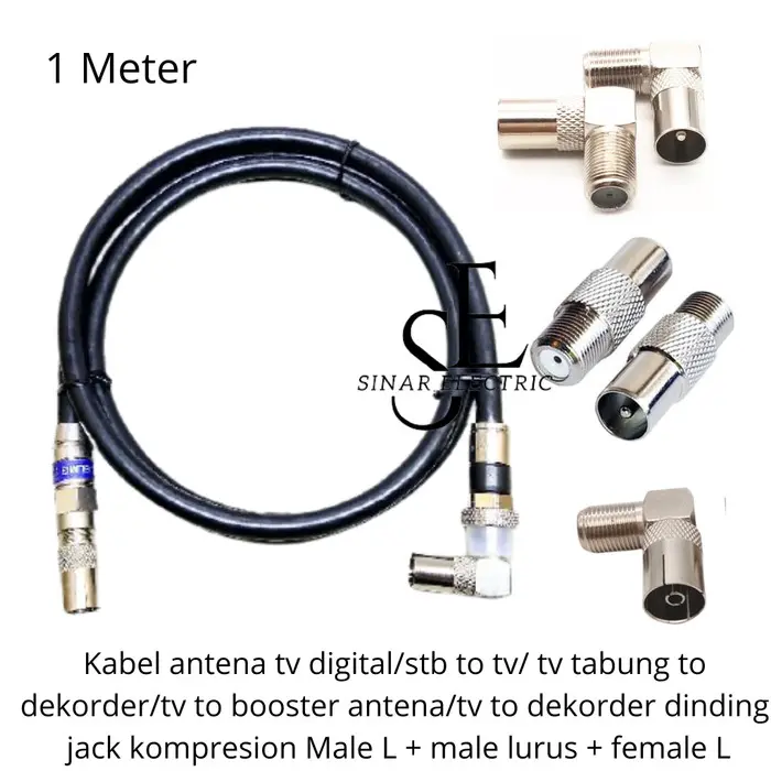 kabel antena tv jack konector belden male to male female tv digital - 1Meter Parabola