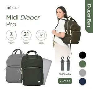 NERTUR Tas Perlengkapan Bayi Diaper Bag Midi Diaper Pro 21L Fit Laptop 15"