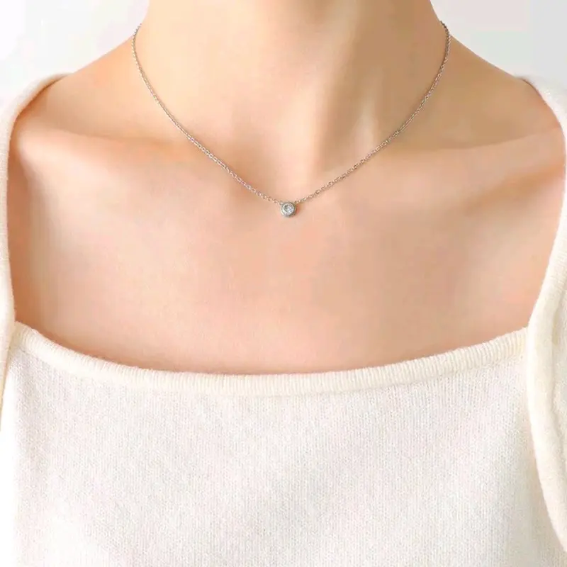 Kalung Titanium Nagita Slavina Permata Satu Anti Karat Anti Luntur Kekinian dan Terlaris Emas 3