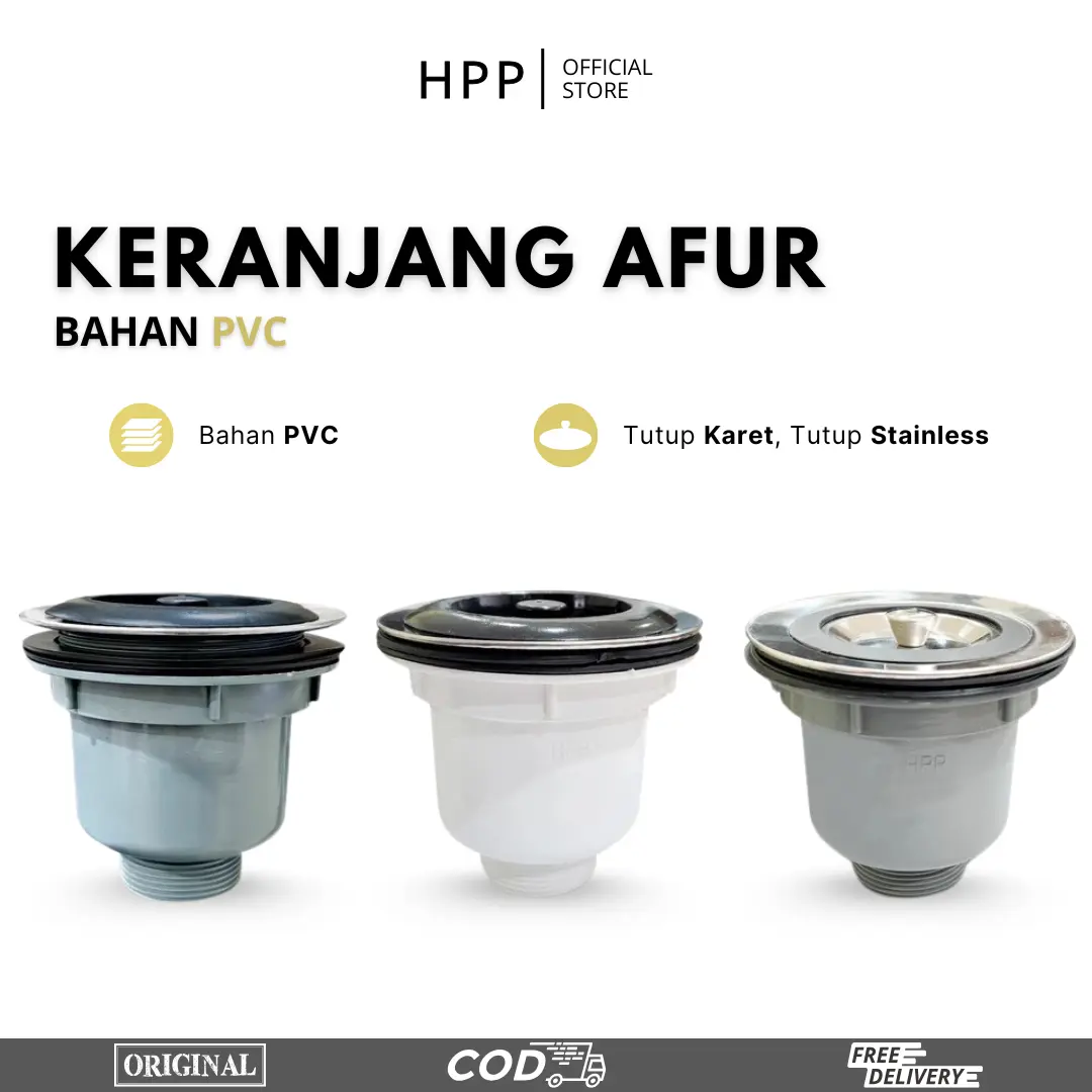 HPP Afur Keranjang Bahan PVC Saringan Wastafel Dapur Tutup Karet dan Tutup Stainless