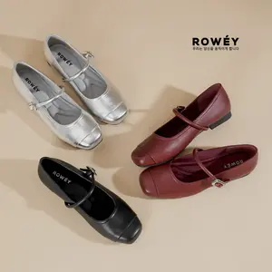 Rowey Sepatu Mary Jane Flat Shoes Wanita Ji Won Karet