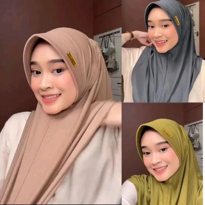 30ribu dapat 3 pcs hijab bergo hamidah size M label akrilik pet nyaman hijab instan