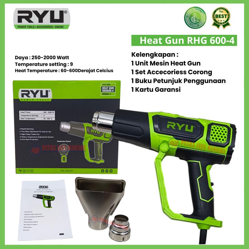 RYU Heat Gun Hot gun / Mesin Pemanas Blower RHG 600-4 MURAH ORIGINAL ...
