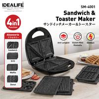 Gambar IDEALIFE - 4in1 Sandwich Maker/Toaster – Pemanggang Roti - SM-4001 dari IDEALIFE ONLINE STORE Kota Administrasi Jakarta Utara 1 Tokopedia