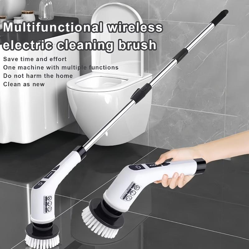 7 Replacement Brush Heads Electric Rotary Scrubber with Extended Handle and Rechargeable Battery 2