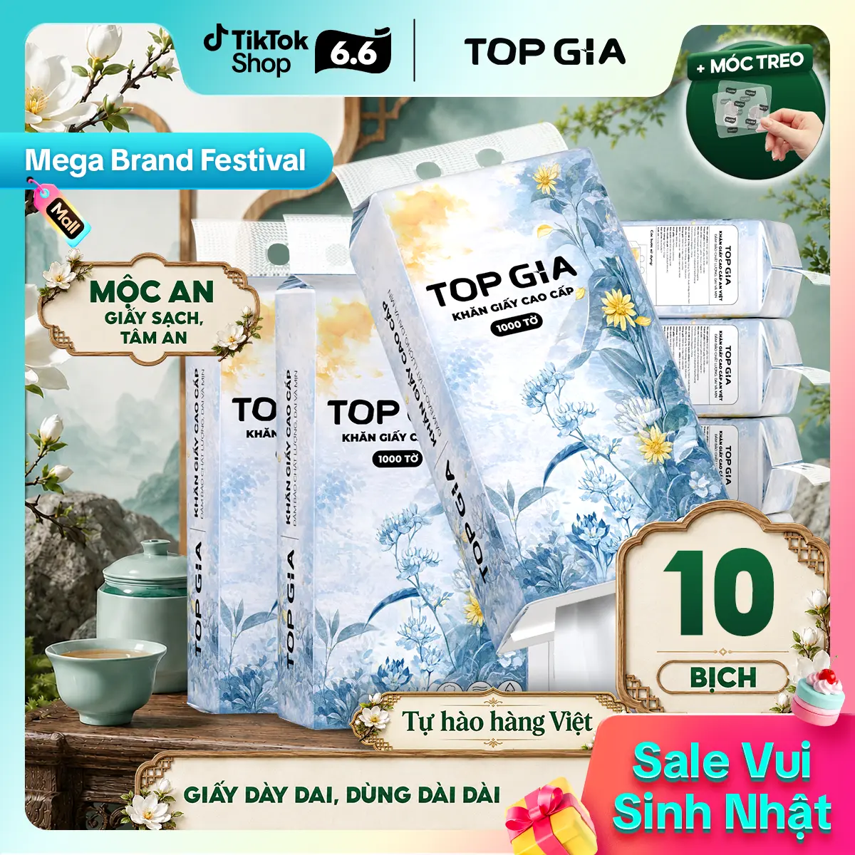 [SIÊU RẺ-CHẤT LƯỢNG VIỆT] Thùng 10 bịch Khăn Giấy Rút Đáy Mộc An- 1000 TỜ MỘC AN Dập Vân 4D - Tờ Dai - Giấy Mềm Mịn - Thấm Hút Tốt, KHĂN GIẤY CAO CẤP ĐẠT QUY CHUẨN CỦA BỘ CÔNG THƯƠNG (RDMA)