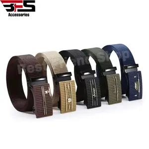 Ikat Pinggang Pria Nylon Kanvas Kepala Besi ABS Sabuk Pria Canvas Trendy Gesper NYLON Men Belt Hitam Coklat Hijau Biru