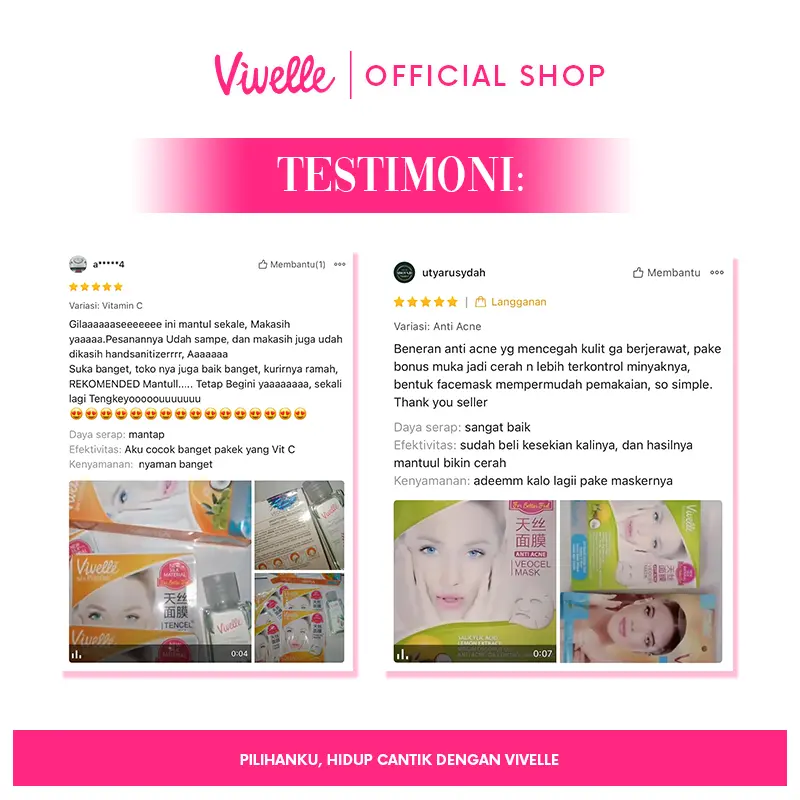 Vivelle Facial Masker Wajah Veocel Sheet Mask Peel Off Hydrate - 1 Sachet - Pomegrante - Rejuvinasikan, mengencangkan dan menutrisi kulit 4