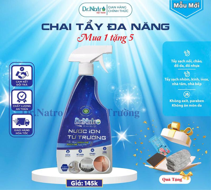 Nước tẩy đa năng Dr Natro 500ml - Mua 1 Tặng1 chà nhám 2 khăn lau 2 gói dưỡng hoa
