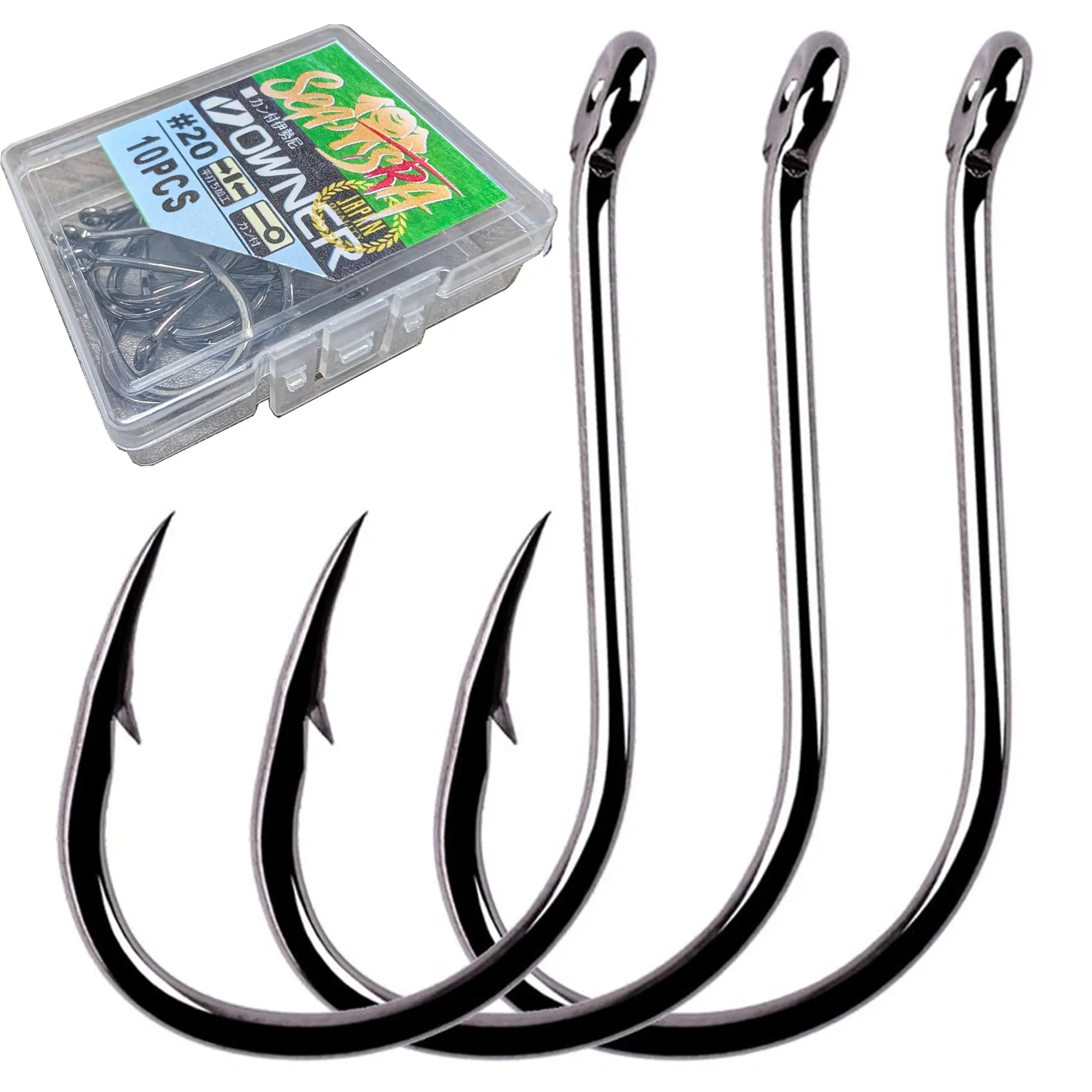 Fishing Hook Eye, OWNER, Barbed, Made from High Carbon Steel, 10 pcs, Japanese-made, Suitable for Fishing Hook Eye, OWNER, Barbed, Made from High Carbon Steel, 10 pcs, Japanese-made, Suitable for