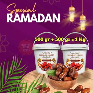 Kurma Al-Qassim 500 Gram Raja Kurma Madinah Paket Isi 2 Ember Camilan Food Manis Snacks Makanan