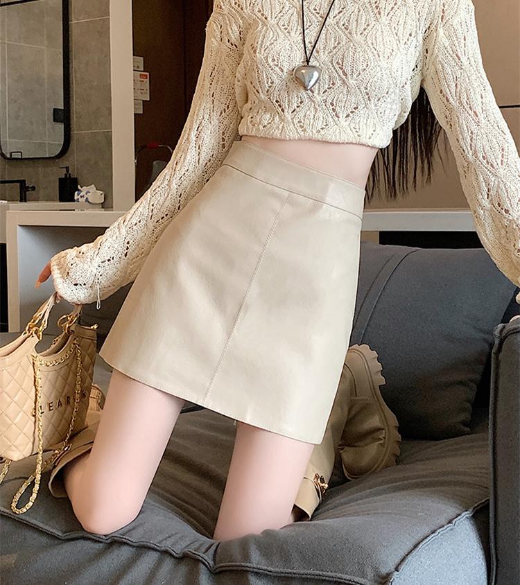 Product Introduction of Small leather skirt, half body skirt for women, new high waist slimming leather short skirt, anti glare A-line wrapped hip skirt Womenswear Bottom Lingerie Comfort 15