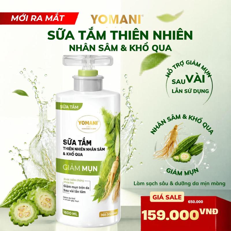 Sữa tắm khổ qua hỗ trợ giảm mụn YOMANI chai 1600ml, chiết xuất thiên nhiên, l