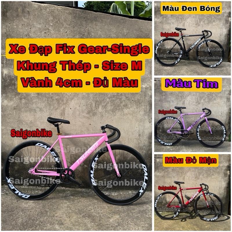   Size M  Xe Đạp Thể Thao Fix Gear Và Single Tsunami Snm100 Khung Thép Vành 4cm  Đủ Màu Dành Cho Chiều Cao Từ 1m55 Trở Lên  Kèm Dây Strap Đồ Lắp Dây Quân Ghi Đông  Gắn Xe Đạp Đạp Xe Đạp Sports 