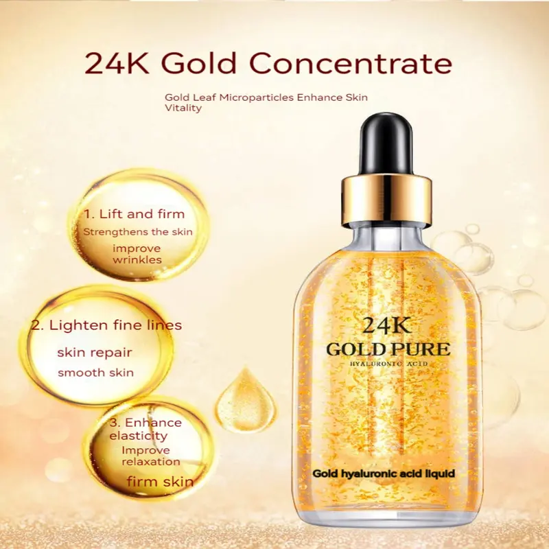Tinh Chất Hyaluronic Acid Dạng Lỏng, Nguyên Bản Niacinamide, 24k, Lá Vàng, Giảm Nếp Nhăn, Dưỡng Ẩm, Dưỡng Ẩm, Làm Trắng, Nâng Cơ, Làm Mờ Nếp Nhăn Và Đốm, Thích Hợp Cho Các Loại Da Phổ Biến, Tinh Chất. 2
