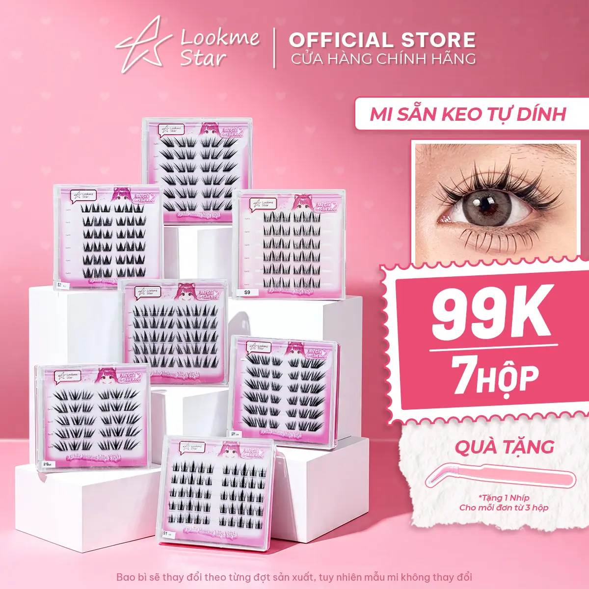 Lông Mi Giả Sẵn Keo Lookme Star- (Tặng 1 nhíp/ Đơn từ 3 hộp)  - Mi Cong C, Sợi Mi Mảnh Có Thể Tái Sử Dụng, hàng Việt Nam Trang Điểm
