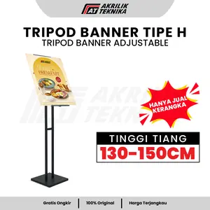 Tripod  Stand Banner Tipe H | Tripod Banner Adjustable | Standing Display Poster