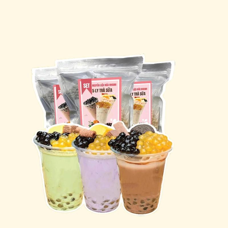  Set Trà Sữa Tự Nấu 5 Ly | Đầy Đủ Nguyên Liệu Topping Dễ Pha Chuẩn Vị Quán | Tiết Kiệm Chi Phí Pha Chế Tại Nhà - CricketFood 