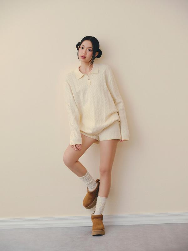 Set áo và quần len trẻ trung năng động Knit Collar Set nhiều màu phù hợp mọi dịp OLV