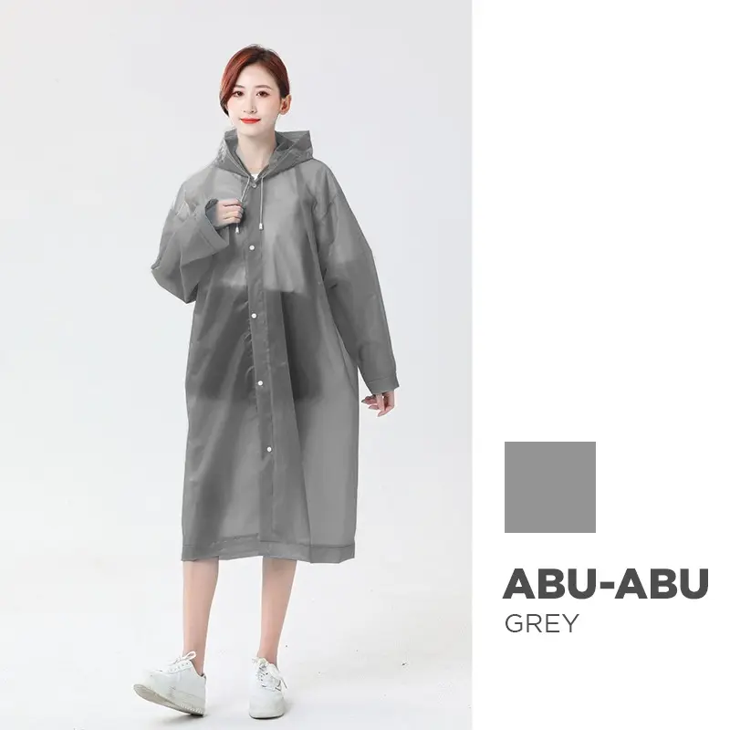 Jas Hujan Terusan Polos EVA Premium Raincoat Unisex Dewasa Transparan 5