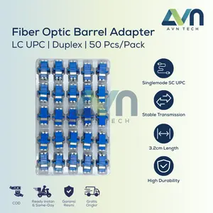 (1 Pack) Adapter LC Duplex UPC Fiber Optic 50 Pcs Barrel Coupler Connector Original | Sambungan Konektor Barel FO - 1 Pack (50 Pcs)