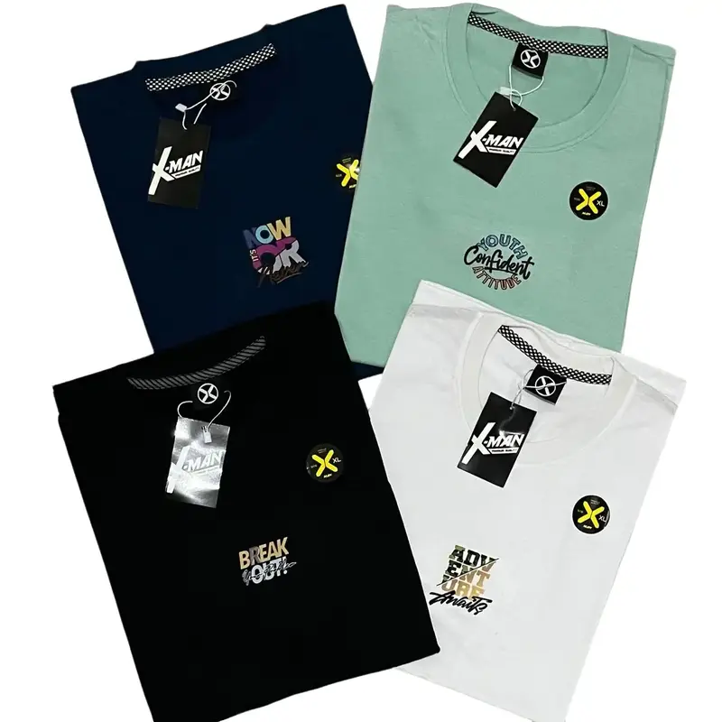 Paket 4pcs 100 ribu Kaos distro motif simpel/ Kaos harian/ Kaos murah/ Kaos distro Unisex/ Kaos oblong/ Kaos random motif/ kaos terlaris Baju Oblong Pria Katun Combed Atasan Keren 1