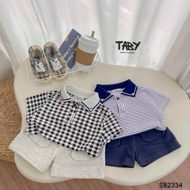 Taby Set polo cộc tay cotton cho bé trai quần cotton da cá cho con từ 1-7 tuổi SB2052 Sandal Tee áo hàn quốc
