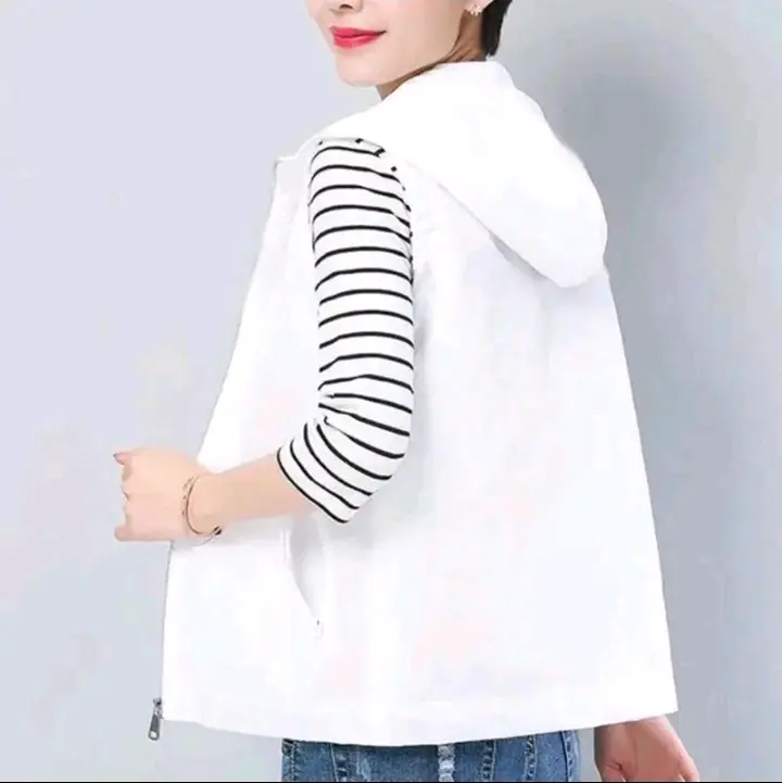 Rompi Wanita Kekinian Bertopi / rompi wanita model terbaru dan termurah Tebal jaket vintage parasut cewe