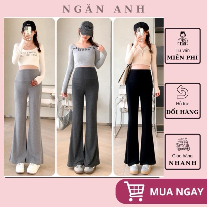   Ngân Anh  Quần bầu ống loe chất Nỉ Lông Thỏ mềm mịn,Ấm áp co dãn 4 chiều thoải mái cho mẹ bầu mùa Thu Đông 