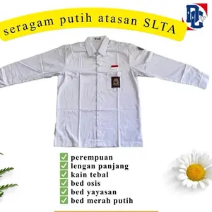SERAGAM SEKOLAH - SERAGAM ATASAN PUTIH - HEM ATASAN LENGAN PANJANG- bahan tebal kain oxford