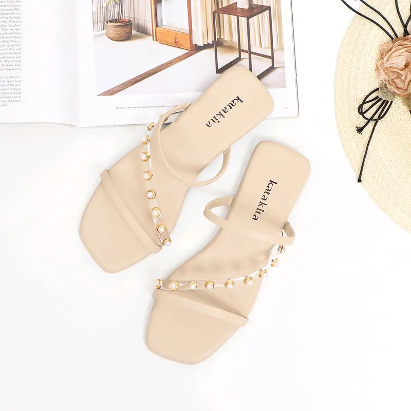Maudy Flat Sandal Teplek Sandal Tali Wanita Empuk dan Tidak Licin 0