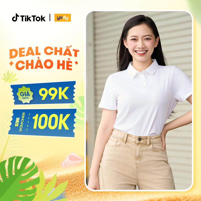 YODY Áo  POLO CAFE.DA Nữ Lá Cổ Công Nghệ Không Đường May WAPO25S032