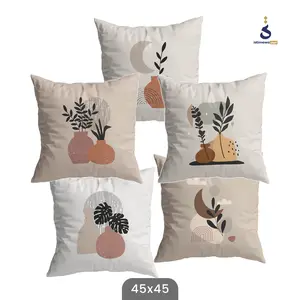 ISTIMEWA - SARUNG BANTAL SOFA SIZE 45X45 CUSHION COVER SOFA VINTAGE AESHTHETIC WHITE SERIES Silk Resleting Katun Tahan Pudar White bebas dicuci random