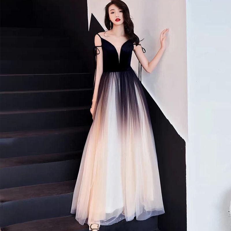 Gradient Evening Dress Women's Long 2024 New Annual Meeting Host Ladies Banquet Dress Noble Elegant Slimming 1