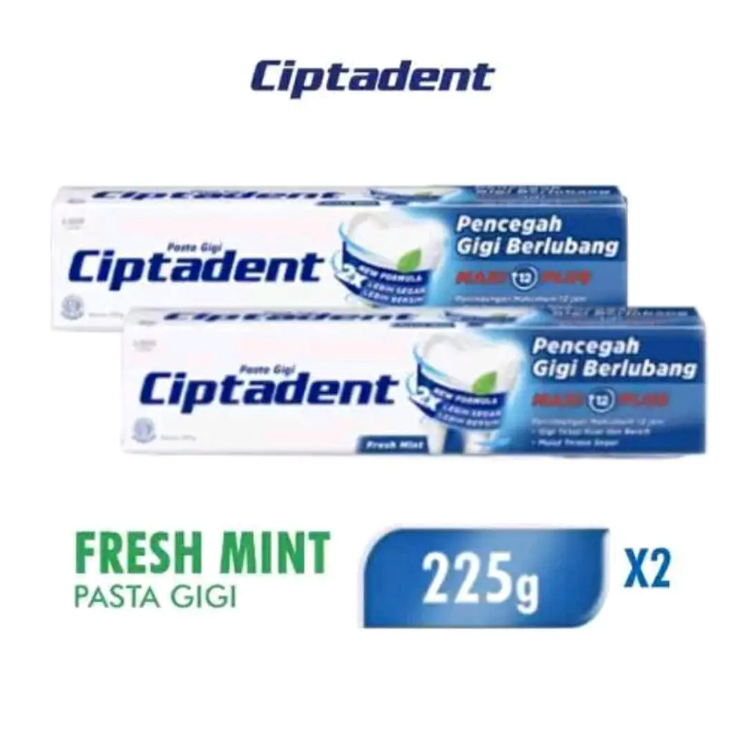 [Paket 2] Ciptadent Pasta Gigi Maxi 12 Plus Jumbo 225 gram (Warna Biru)