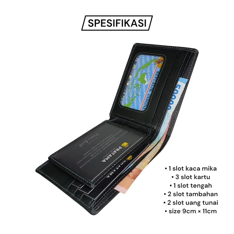 Dompet lipat pria kulit sapi asli Kartu Uang 2