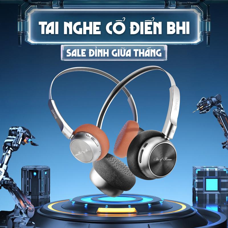 Tai Nghe Bluetooth Thiết Kế Cổ Điển BH1 By Bonne TECHNOLOGIQUE Chính Hãng, Tai Nghe Bluetooth 5.4, Nghe Nhạc Liên Tục 60 Tiếng, Âm Thanh HIFI, Âm Thanh Vòm, Tai Nghe Chống Ồn[nhét tai, earphone, [nhét tai, earphone]]