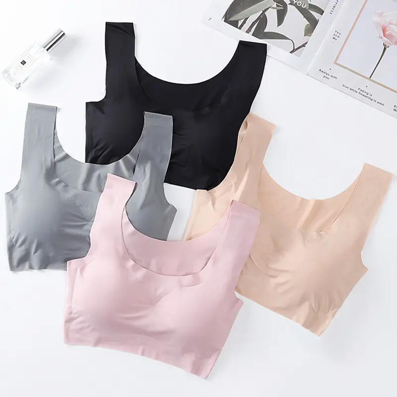 Ice Silk Sports Bra for women Seamless Invisible Push Up Bra Sexy Lingerie U Neck Free Brassiere Bra Pads Bralette Underwear