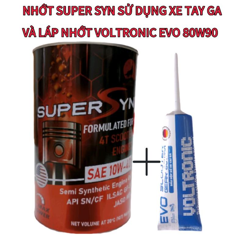 Combo 2 món Nhớt Super Syn Sói Đỏ sử dụng cho các dòng xe Tay Ga 10W40 946ml + kèm Láp nhớt Voltronic Evo 80W90 [ Nhớt Chính Hãng ] Dầu Nhớt Phụ Tùng