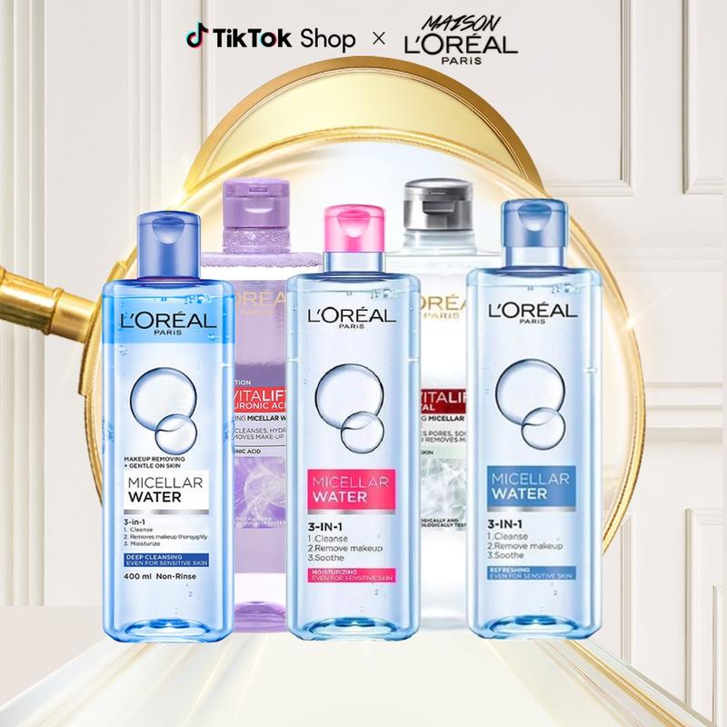   AMINO MICELLAR MỚI  Nước tẩy trang làm sạch sâu loại bỏ bụi bẩn& trang điểm 3-in-1 L'Oreal Paris Micellar Water 400ml 