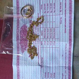 kalung dewasa medan permata dan cincin polos emas muda / free nota toko Perhiasan