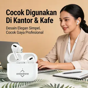 2026 NEW EMBEDRONE PHANTOM Headset TWS untuk Karyawan Kantor & Komuter, Anti Bising Panggilan Jernih, Baterai Tahan Lama, Nyaman Sepanjang Hari, Cocok untuk Kerja Sehari-hari & Perjalanan  – Kompatibel iPhone & Android
