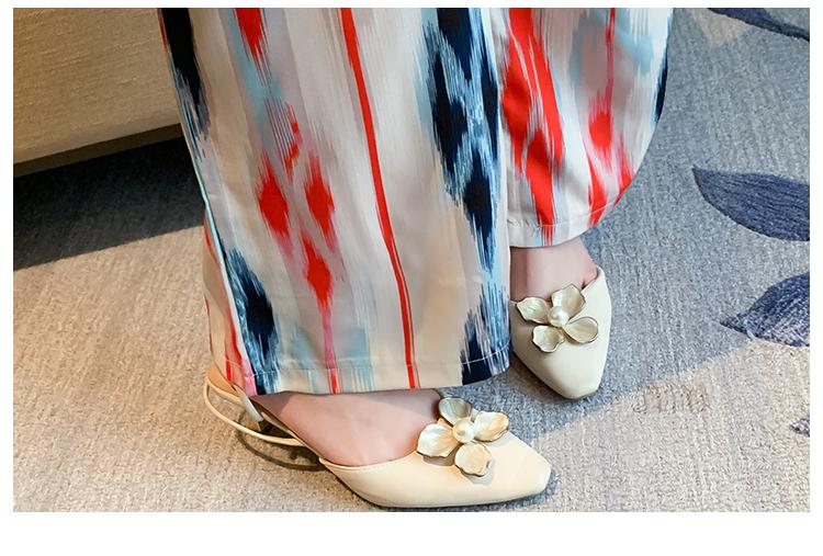 Product Introduction of Áo Jumpsuit Quần Đi Kỳ Nghỉ Và Văn Phòng, Hàng Mới Về, Phong Cách Hàn Quốc, Thời Trang, Thanh Lịch, Vải Voan In Hình, Không Tay, Cạp Cao, Mỏng Vừa Vặn, Có Thắt Lưng, Quần Ống Rộng, Bộ Nữ, Hợp Xu hướng, Thích Hợp Cho Mùa Hè Voi Kem set a 19