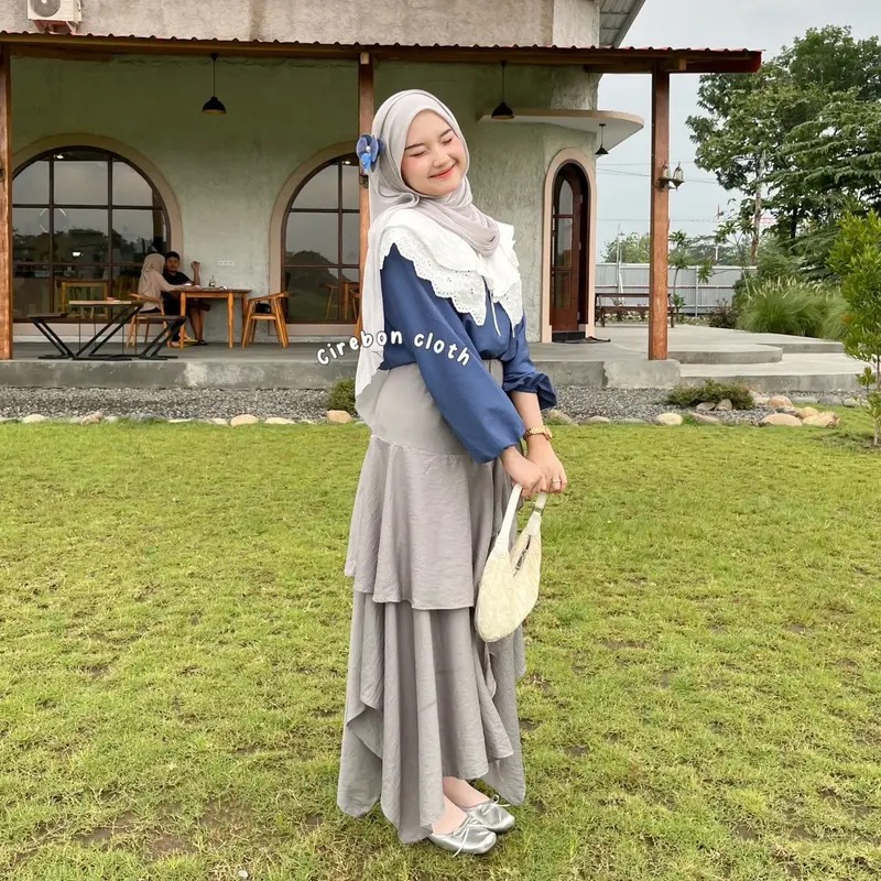 KIYANA Cirebon Cloth - Bellerose Skirt / Aesthetic Skirt / Rok Bunga / Rok Asimetris Ruffle Wanita Panjang Serut 6
