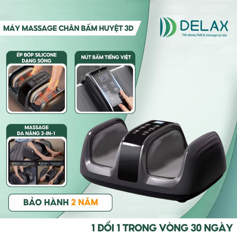 Máy Massage Chân Bấm Huyệt Ép Bóp Silicone DELAX Chườm Nóng 40 Độ 3 Chế Độ Massage Bắp Chân Cánh Tay Tiếng Việt DC12