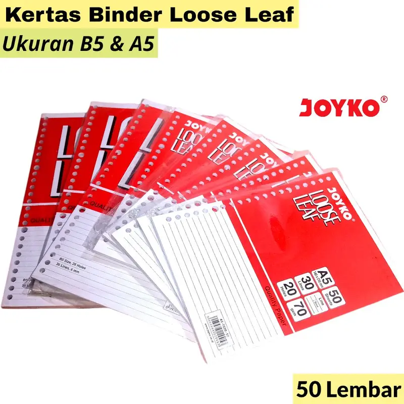 Kertas Binder Loose Leaf Joyko Ukuran B5 & A5 Isi 50 Lembar 4