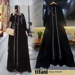 Gamis abaya tifani mewah full payet motif bunga  Cringkel premium ld 110