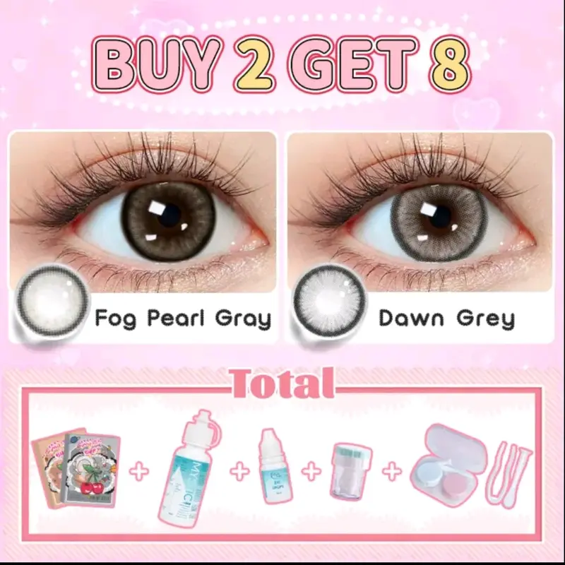 (buy 1 get 8 ) mystic ayes normal contact , 2 pasang softlens , 60ml pembersih , 10ml tetes mata , alatcuci, aplikator, case softlens 8