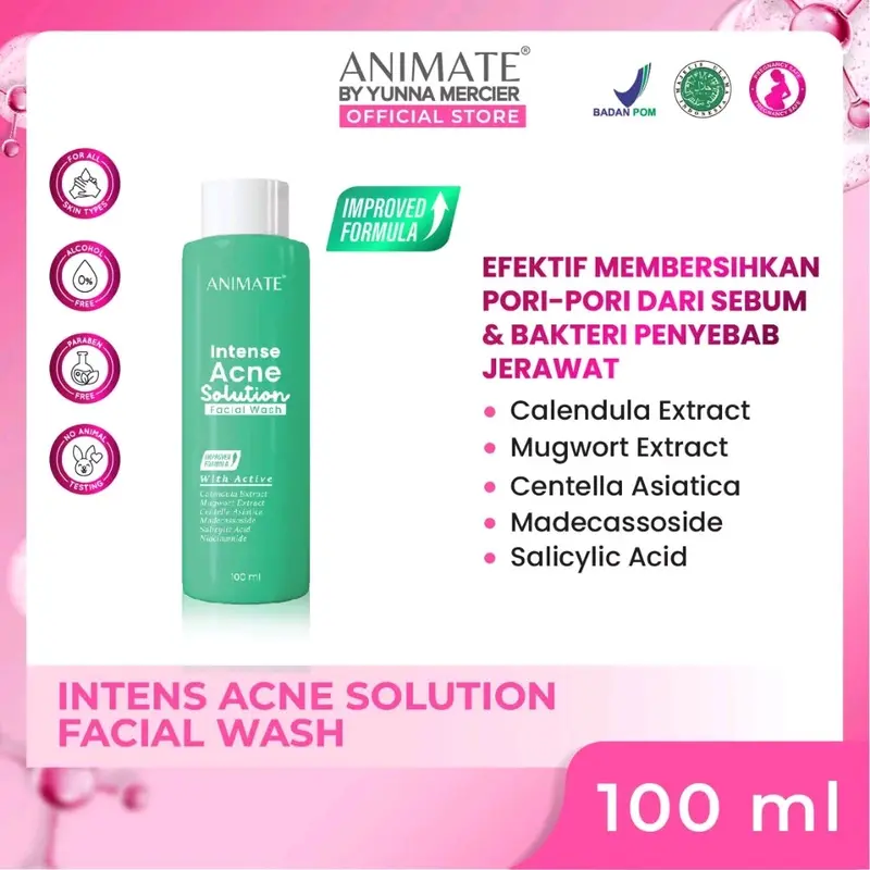 Animate Facial Wash Sabun Cuci Muka Original 100ml Membersihkan Mencerahkan pembersih  wajah 2
