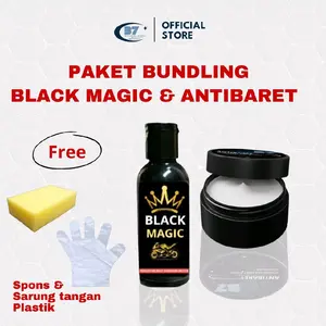 PAKET BUNDLING BLACK MAGIC PENGHITAM BODY DASHBOARD MOTOR MOBIL 60ML dan ANTI BARET Ringan 50GR